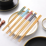 HULIANFU Reusable 5 Pair Set Handmade Bamboo Japanese Style Natural Wood Chopsticks Sushi Food Cat Flower Multi Color Wooden Chop Sticks