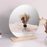 HULIANFU Makeup Mirror Ins Irregular Acrylic Decorative Mirror Wooden Base Cosmetic de maquillaje Beauty Tools Korean style
