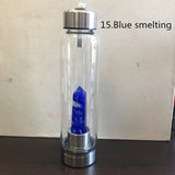 HULIANFU water bottle Drop Shipping Natural Crystal Point Healing Obelisk Wand Elixir Quartz Crystal Water Bottle To wand heals energy st