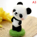 HULIANFU Non-Finished Felt Kit Cute Animal Collection Panda Squirrel Cat Penguin Doll Wool Felt Poked Kitting DIY Felting Materials
