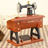 HULIANFU Mini Exquisite Sewing Machine Music Box Hand Crank Retro Music Boxes Jewelry Box Creative Birthday Gifts Home Decoration