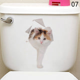 HULIANFU Toilet Stickers 3D Cat Vivid Wall Sticker  Fashion Lovely Animal Pvc Waterproof Decal For Bathroom Toilet Kicthen Decorative