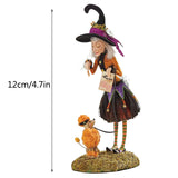 HULIANFU New Halloween Witch Doll Figure Statue Resin Pumpkin Elegant Mini Witch Sculpture Decoration Party Decor Home Desktop Ornaments