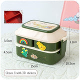HULIANFU Kawaii Portable Lunch Box For Girls School Kids Plastic Picnic Bento Box Microwave Food Box With Compartments Storage Containers