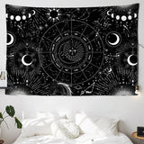 HULIANFU White Black Sun Moon Mandala Starry Sky Tapestry Wall Hanging Bohemian Gypsy Psychedelic Tapiz Witchcraft Astrology Tapestry