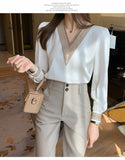 Long Sleeve White Blouse Tops Blouse Women Blusas Mujer De Moda hulianfu Embroidery V-Neck Chiffon Blouse Shirt Women Blouses E226