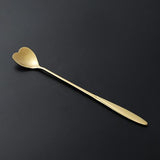 HULIANFU Tea Coffee Mixing Spoon Gold Spoon Long Handle Dessert Stainless Steel Vintage Teaspoons Drink Tableware Flowers Design 1PCS