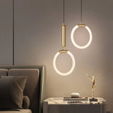 HULIANFU Nordic creative LED Pendant lamp 360 ° glow Bedroom Bedside Art Single Head lamp Postmodern Hanging light Luxury Circular lamp