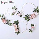 HULIANFU Wedding Decoration 10-40cm Rattan Wreath Metal Hoop Wreath Decor Floral Hoop Christmas Decor for Home Hanging Artificial Flower