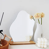 HULIANFU Korean style Makeup Mirror Ins Irregular Acrylic Decorative Mirror Wooden Base Cosmetic de maquillaje Beauty Tools Dropshipping