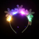 HULIANFU 2023 LED Light Christmas Headband Foil Tinsel Snowflake Ball Elven Feet New Year Hair Accessories For Girls Christmas Headband Light