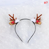 HULIANFU 2023 Christmas Headband Reindeer Antlers Horn Flower Hair Band Clasp Headwear for Kids Adult New Year Navidad Party Halloween Cosplay