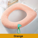HULIANFU Winter Warm Toilet Seat Cover Closestool Mat 1Pcs Washable Bathroom Accessories Knitting Pure Color Soft O-shape Pad Bidet Cover