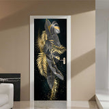 HULIANFU  PVC Self-Adhesive Waterproof Door Sticker Modern 3D Abstract Line Mural Wallpaper Living Room Study Home Decor Art Door Poster
