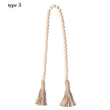 HULIANFU Wood Bead Garland Farmhouse Wall Hanging Home Decor DIY Handmade Garland with Jute Rustic Wall Tassel Bead Ornament Boho Gift