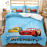 HULIANFU Red Lightning Mcqueen Duvet Cover Set Queen Car Comforter Cover Cool Car Style Quilt Cover Kids Room Teen Bed Decor Bedding set
