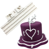 HULIANFU Pearl Rope Wave Flower Gemstone Shape Cake Side Lace Silicone Sugarcraft Mold Fondant Cake Decorating Tools