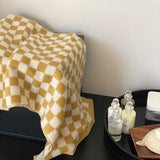 HULIANFU Luxurious Towels Plaid Retro Checkerboard Cotton Bathrobe Women Robe Soft Sleepwear Kimono Warm Bath Robes Coat Towel Homewear