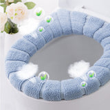 HULIANFU Wonderlife Thick Knitted Velvet Coral Bathroom Toilet Seat Cover Washable Closestool Standard Pumpkin Pattern Soft Cushion