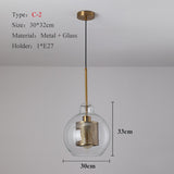 HULIANFU Sliver Bronze Loft Modern Pendant Light Glass Ball Hanging Lamp Kitchen Light Fixture Dining Hanglamp  Living Room Luminaire
