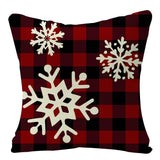 HULIANFU Linen Red Scottish Plaid Christmas Cushions Case Reindeer Trees Snowflakes Print Christmas Decorative Pillows for Sofa Couch Bed