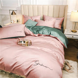 HULIANFU OLOEY 60S long-staple cotton Bedding Set Egyptian Solid color embroidery Bed set Duvet Cover Bed Sheet spread Fit sheet bed set