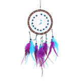 HULIANFU Mini Car Dream Catcher Beaded Natural Feathers Handcraft Chic Hanging Ornaments Mirror Room Bedroom Wall Decor