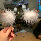 HULIANFU 2023 Christmas Headband Reindeer Antlers Horn Flower Hair Band Clasp Headwear for Kids Adult New Year Navidad Party Halloween Cosplay