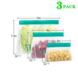 HULIANFU Reusable PEVA Food Bag Freezer Stand Up Food Storage Bag Silicone Bag Leakproof Top Kitchen Organizer Fresh Shut Bags BPA Free