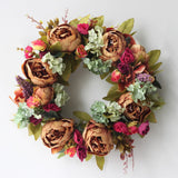 HULIANFU Peony simulated garland Rattan ring decoration Photography props Wedding wreath Flower home door Decoration