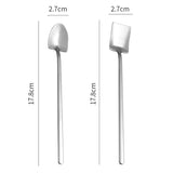 HULIANFU Stainless Steel Spade Shaped Spoon Tea Spoons Long Handle Ice Cream Dessert Spoon Coffee Stirring Spoon Kitchen Tablewares