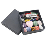 HULIANFU Natural Stone Crystal Gemstone Chakras Healing Quartz Mineral Ornament Home Decoration High Quality Gifts Box 14/10/8/7 PCS/Set