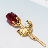HULIANFU Valentines Day Gift Crystal Glass Rose Artificial Flower Silver Gold Rod Rose Flower for Girlfriend Wedding Gifts for Guest