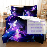 HULIANFU Purple Bedding Set Linens Duvet Cover Bed Quilt Pillow Case 3D Comforter Lavender Butterfly Double Full King Queen Twin Single