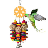 HULIANFU Pet Chewing Wood Blocks Rattan Ball Play Toy Parrot Bird Climbing Cage Hangings For Pet Products Bird Accessories