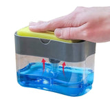 HULIANFU Soap Dispenser With Sponge Holder Cleaning Liquid Pump Dispenser Container Manual Press Home Bathroom Kitchen Clean Accessories