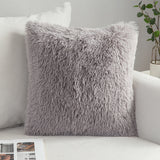 HULIANFU Solid Soft Fluffy Cushion Cover Decorative Sofa Pillow Cover Home Pillowcase White Pink Gray Shaggy Fur Cushion Cover 43x43cm