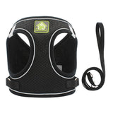 HULIANFU Nylon Mesh Puppy Cat Harnesses Vest Reflective Dog Harness and Leash Set for Chihuahua Pug Small Medium  Walking Lead Leash