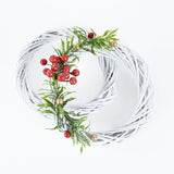 HULIANFU White Garland Wicker Round Design Christmas Tree Rattan Wreath Ornament Vine Ring Decoration Home Party Hanging Flower Craft