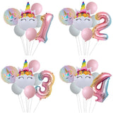 HULIANFU Rainbow Unicorn Balloon Number Foil Globos 1 2 3 4 Years Old Birthday Party Decoration Kid Unicorn Theme Party Wedding Balls Toy