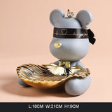 HULIANFU Violent bear statue Tidy Bear Statue With Metal Tray Storage Keys, Candy, Friut Home Ornaments Decoration Table Room Decorations