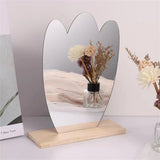HULIANFU Makeup Mirror Ins Irregular Acrylic Decorative Mirror Wooden Base Cosmetic de maquillaje Beauty Tools Korean style