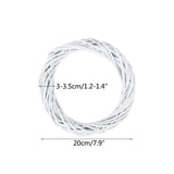 HULIANFU White Garland Wicker Round Design Christmas Tree Rattan Wreath Ornament Vine Ring Decoration Home Party Hanging Flower Craft