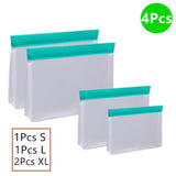 HULIANFU Reusable PEVA Food Bag Freezer Stand Up Food Storage Bag Silicone Bag Leakproof Top Kitchen Organizer Fresh Shut Bags BPA Free
