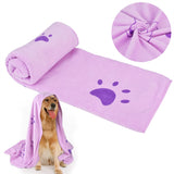 HULIANFU Legendog 1pcs Pet Bath Towel Footprint Printed Oversized Microfiber Towel Strong Absorbing Water Dog Bath Dry Towel Pet Supplies