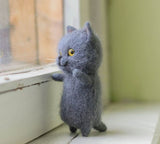 HULIANFU Unfinished Fashion Siamese Hawksbail Tabby Civet Cat Kitty Wool Doll Women Handmade Needle Felt Kit Package DIY Gift For Kids