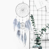 HULIANFU Original silver gray dream catcher 2 ring Indian feather hanging art gifts to bestie friends creative valentine's day gifts