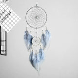 HULIANFU Original silver gray dream catcher 2 ring Indian feather hanging art gifts to bestie friends creative valentine's day gifts