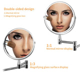 HULIANFU ORZ Bathroom Shaving Mirror Wall Cosmetic Extendable 7inch 1X3X Magnifying Double Side Rotatable Makeup Wall Mirror