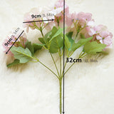 HULIANFU 2023 5 Head Hydrangea Artificial Flowers Bouquet White Small Silk Fake Flowers Floral Faux Flowers Blue Wedding Home Party Decoration